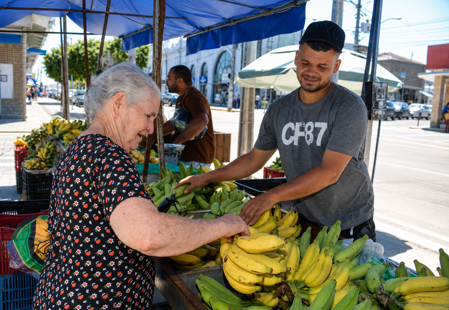 Feira regional com venda de frutas